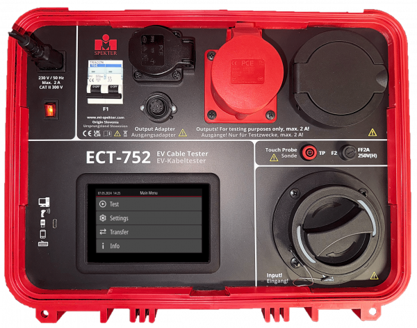 Vorderseite EV Kabeltester ECT 752 Vorderseite EV Kabeltester ECT 752